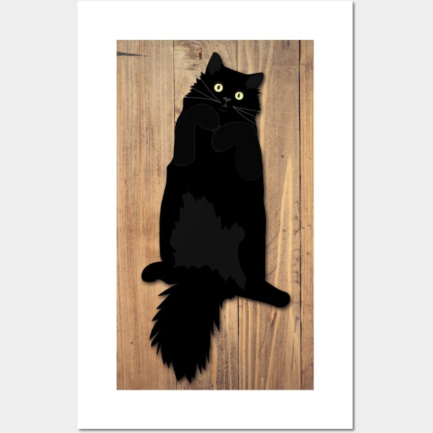 Black Cat Sprawl Wall Art by Rowanthorn